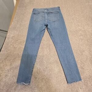 Madewell 10" High-Rise Skinny Jeans Size 32 Raw Hem Frayed Ankle Stretch Denim